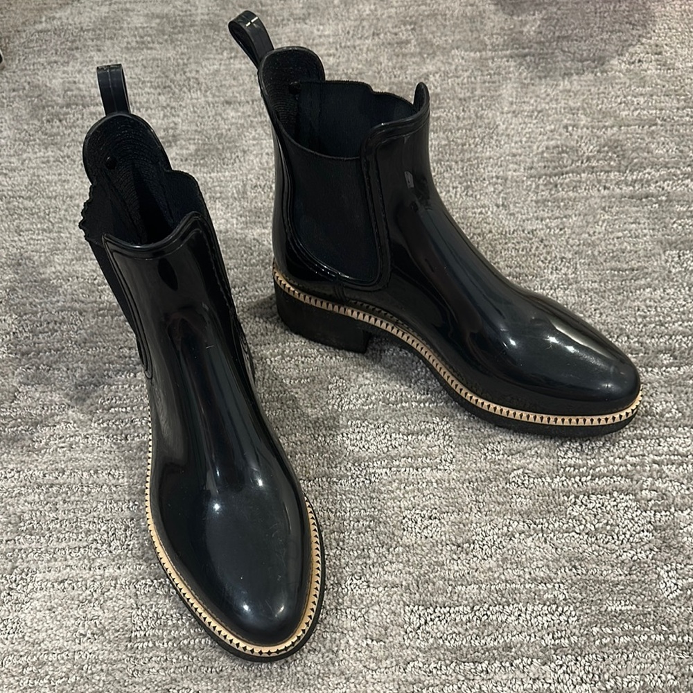 Black Chelsea Rainboots with Elastic Panels